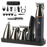 Jack 5 trimmer handle and five click-on heads laid out — view 2